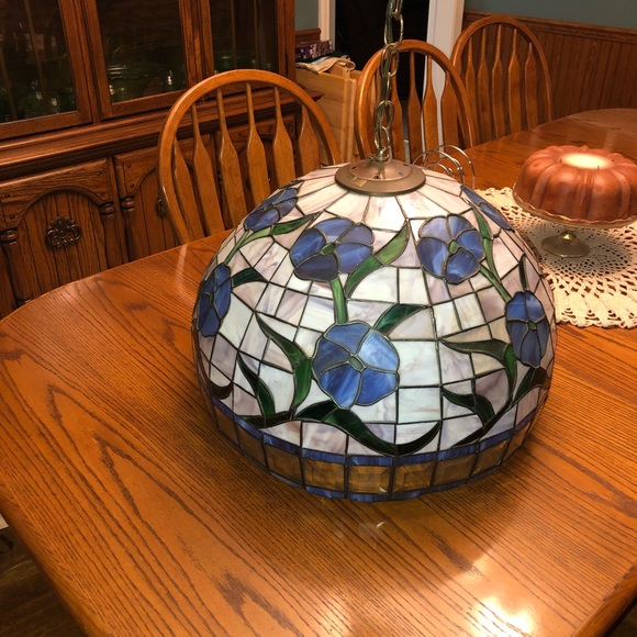 Stained Glass Hanging Light Fixture - Picture 3 of 3